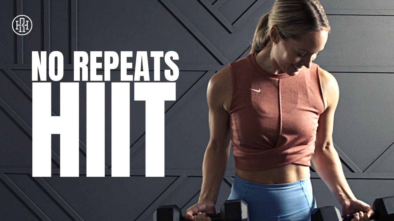 MIN No Repeats HIIT Workout With Weights Total Body Heather Robertson RapidFire Fitness